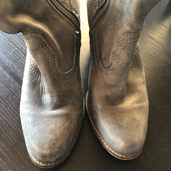 Rebels Stomp western style ankle boot greyish olive color leather wood heel 9 - Picture 2 of 10